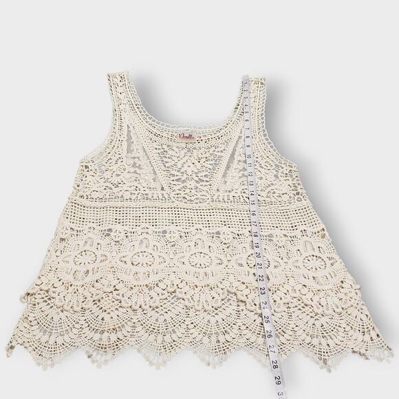 Noelle Crochet Floral Lace Layered Tank Top Cream Sz S/M Boho Western Festival - Picture 11 of 12